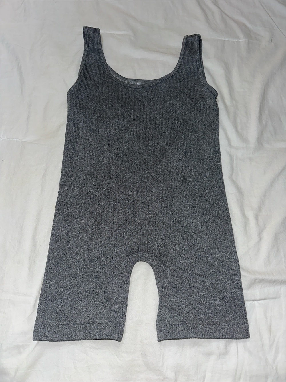 Everyday Seamless Gray Ribbed Tank Romper - Women